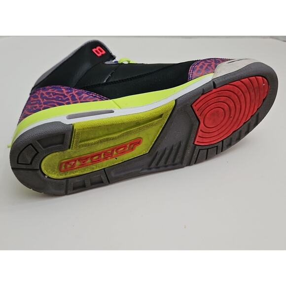 Nike Air Jordan 3 Retro Sneakers Black Atomic Red Kids 6.5Y Basketball Shoes - Picture 14 of 16